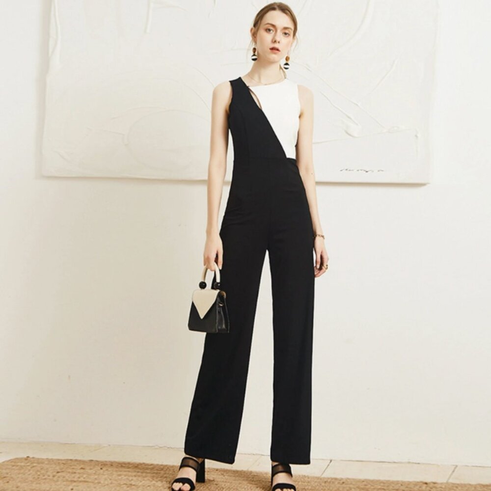 Hope Collection Elegant Black and White Women's Jumpsuit Size 44/8 US NEW